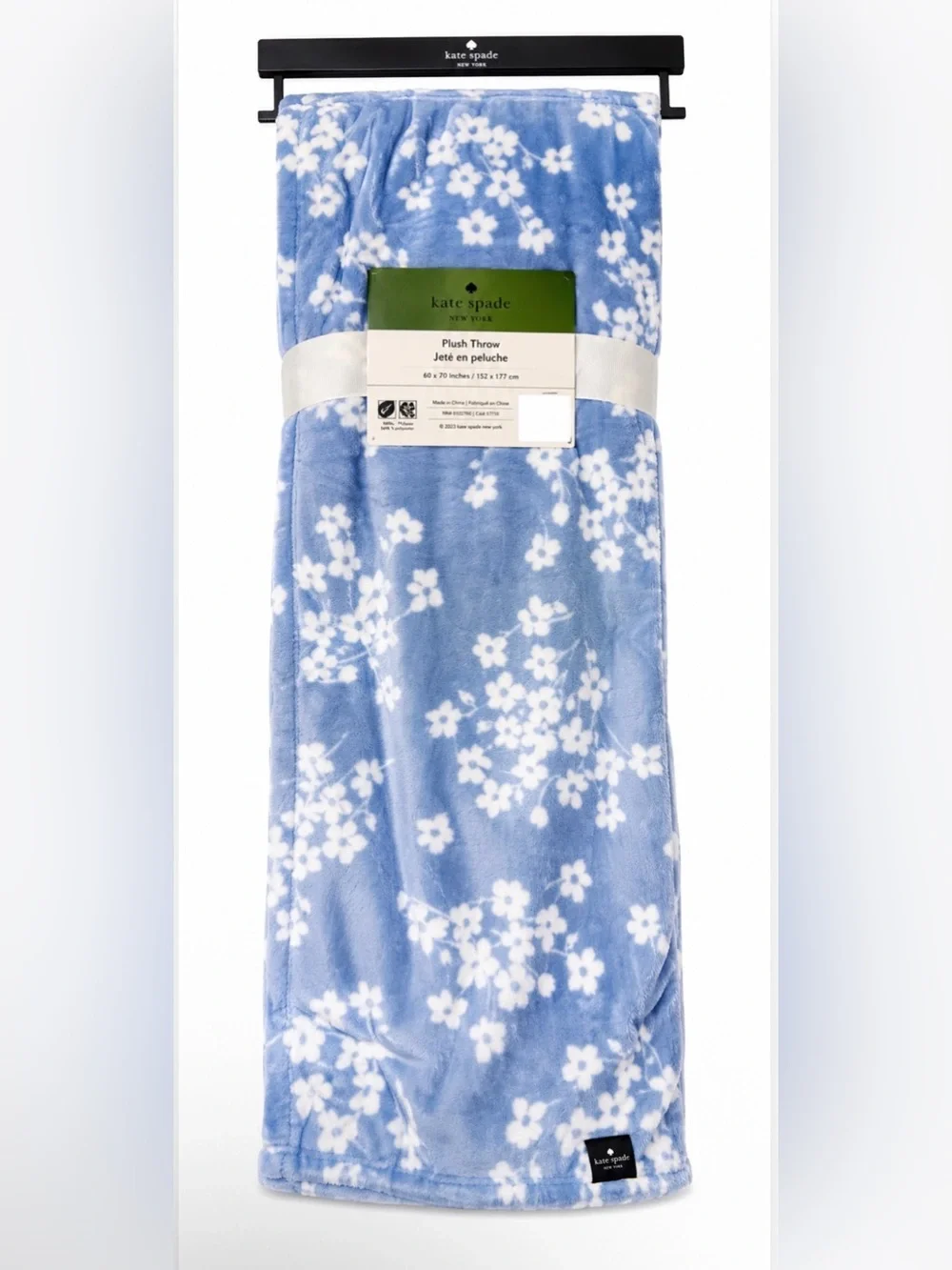 Kate Spade Plush Fleece Throw Blanket - Blue Sweet Floral